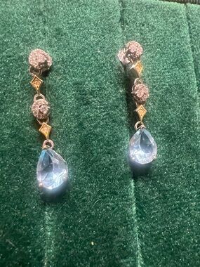 Elegant Blue topaz Teardrop Dangle Earrings - Sparkling Crystal Accent